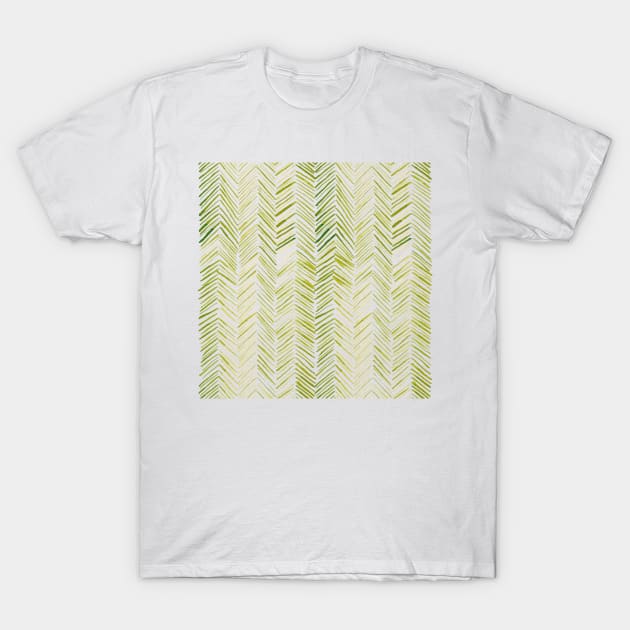 Watercolor Herringbone Pattern - Chartreuse T-Shirt by monitdesign